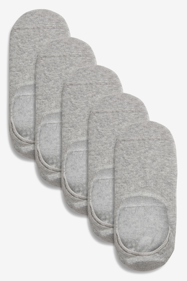 Grey Invisible Trainer Socks Five Pack