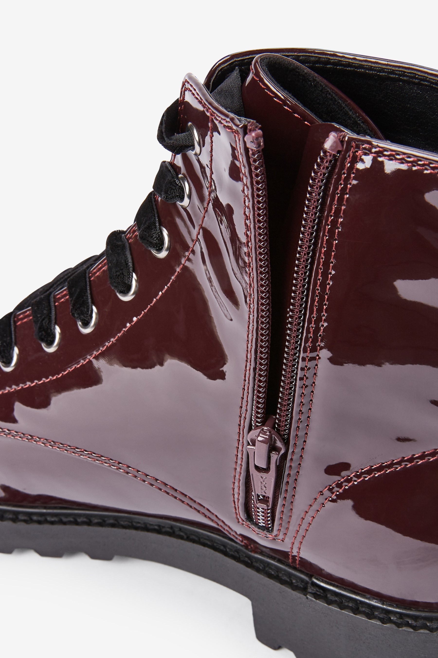 cleated sole lace up boots