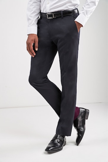 Buy Navy Blue Slim Stretch Smart Trousers from the Next UK online shop