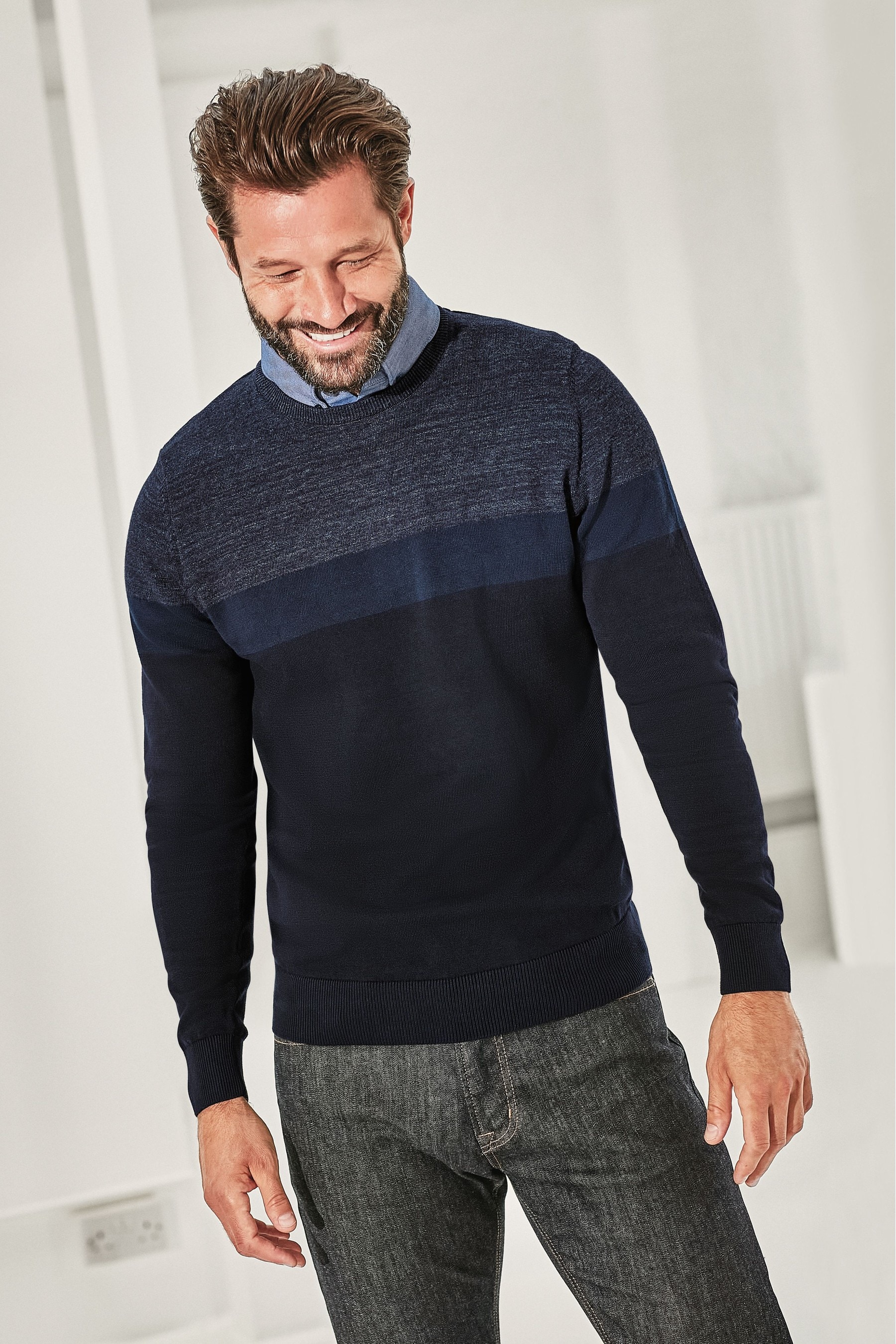 next mens mock shirt jumper
