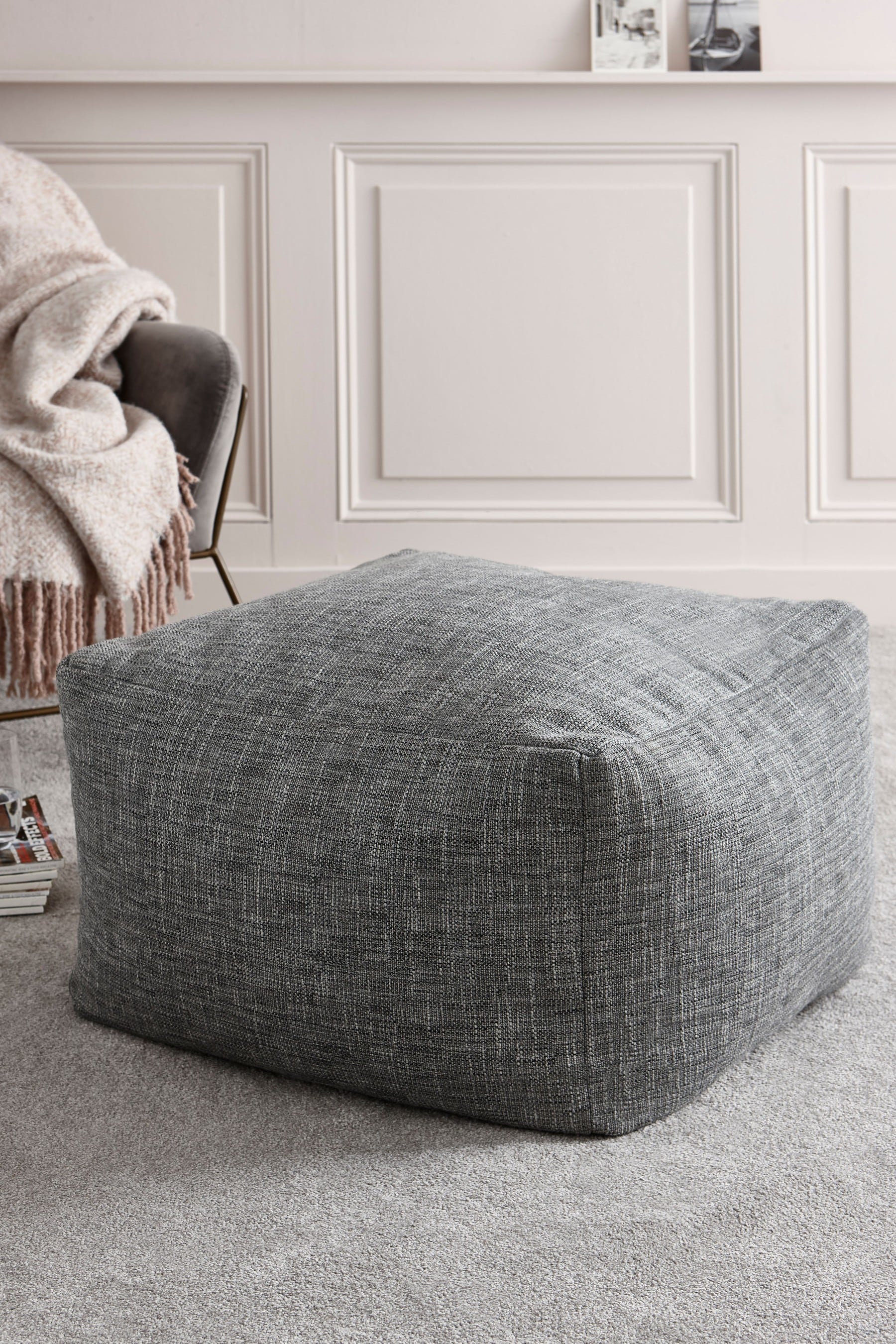 Black and store grey pouffe