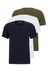 BOSS Navy/White/Green Cotton Logo T-Shirts 3 Pack