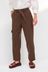 Brown Smart Utility Cargo Belted Taper Trousers