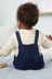 Navy Blue Baby Smart Dungarees And Woven Collar Bodysuit 3 Piece Set (0mths-2yrs)