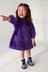 Purple Corduroy Cotton Shirt stampa Dress (3mths-8yrs)