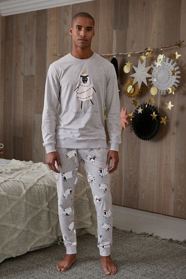 Grey Sheep Matching Family Mens Jersey Pyjamas