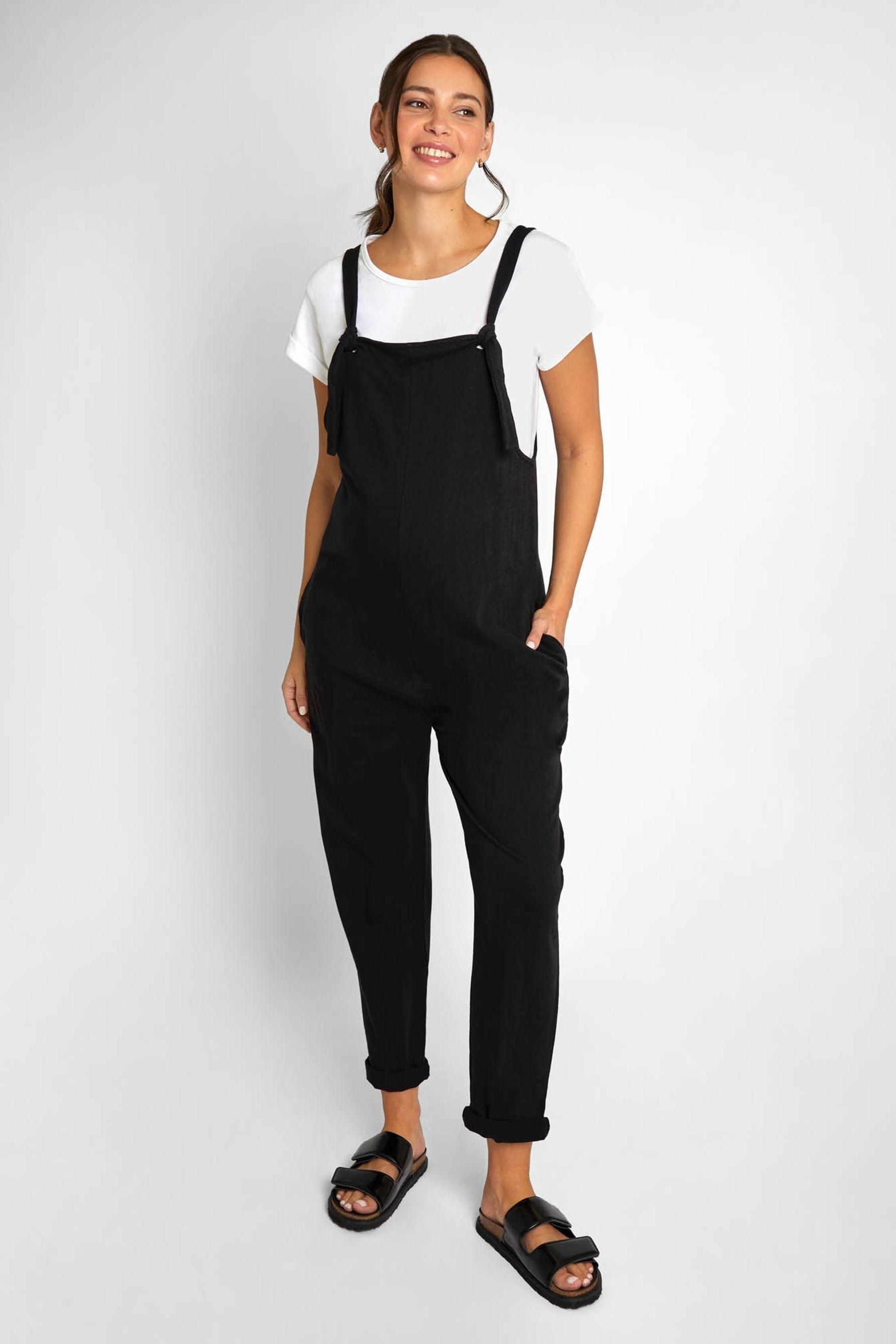 Next black dungarees top