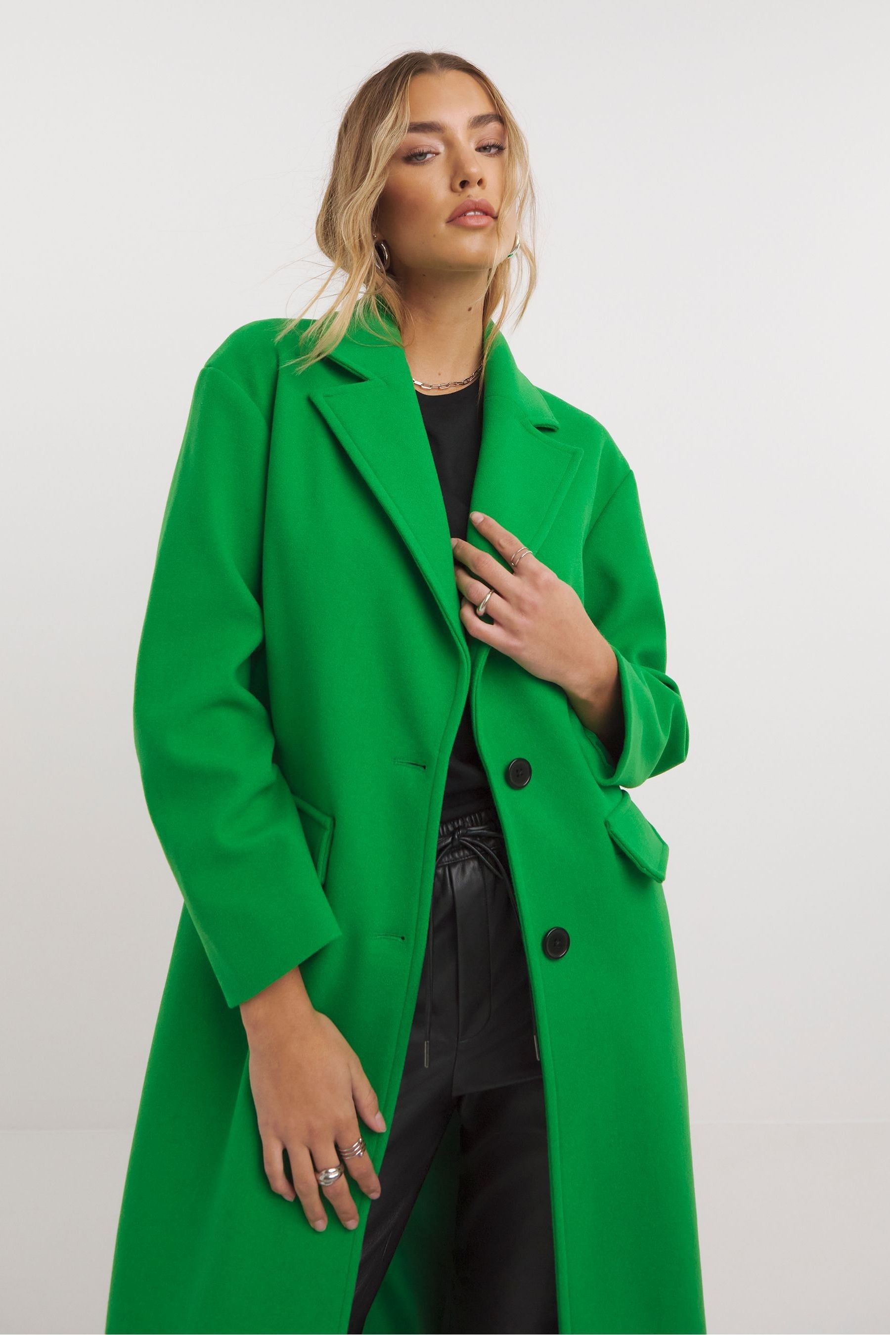 Simply Be Green Wool Look Maxi Coat
