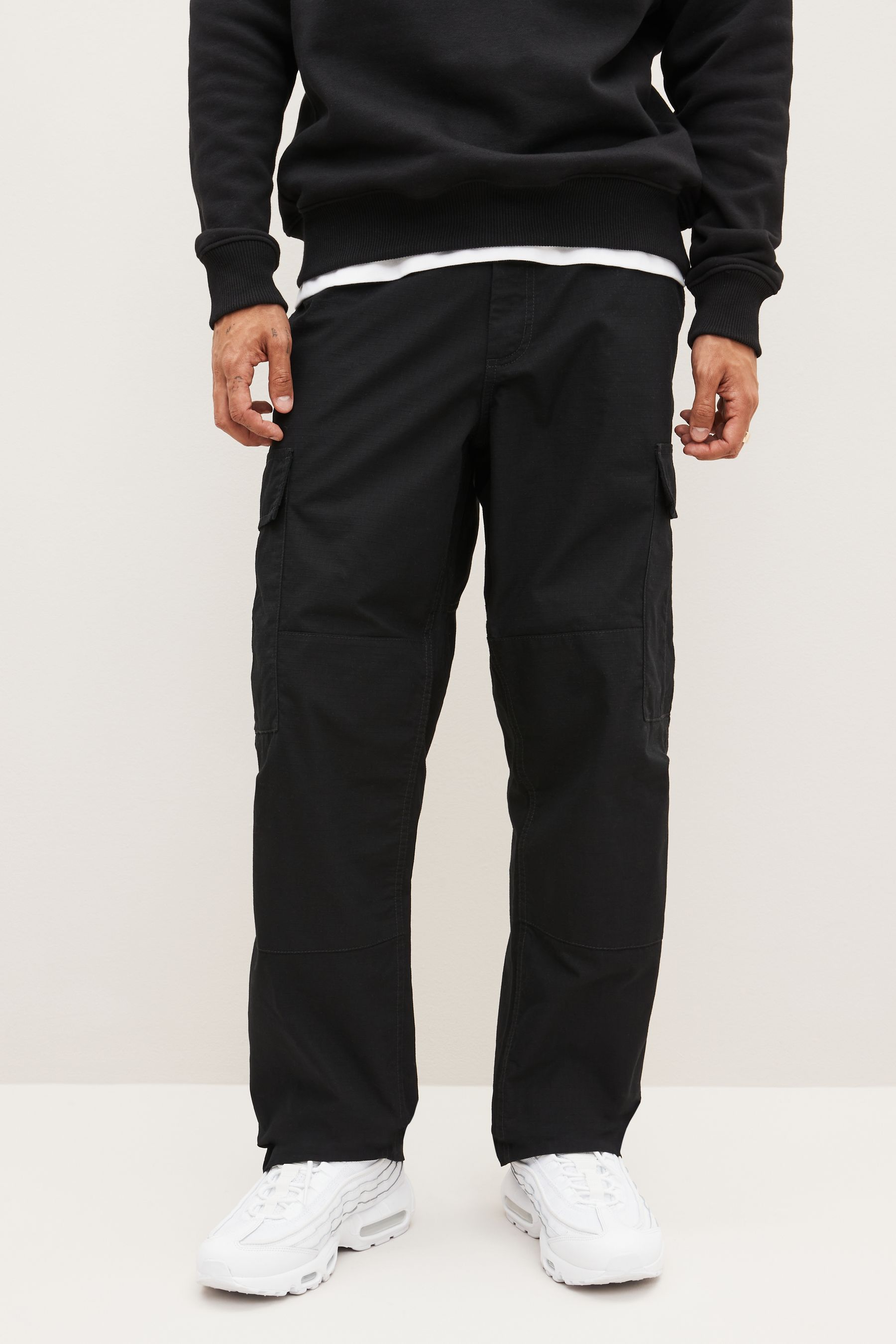 Buy Black Relaxed Fit Ripstop Cargo Trousers from the Next UK online shop