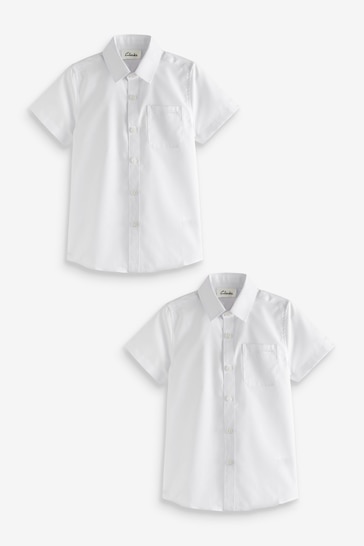 Clarks White Short Sleeve Boys School Shirts 2 Pack