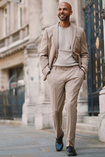 Stone Slim Wool Blend Donegal Suit: Trousers