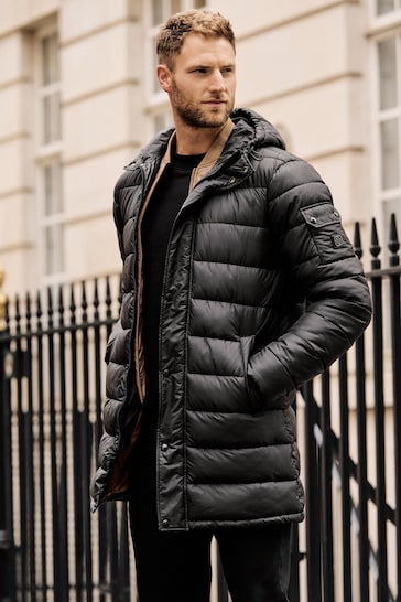 Buy Black Longline Mock Bomber Layer Coat from the Next UK online shop
