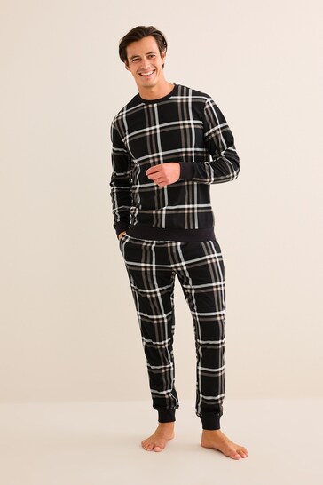 Black Check Cuffed Motionflex Cosy Pyjamas