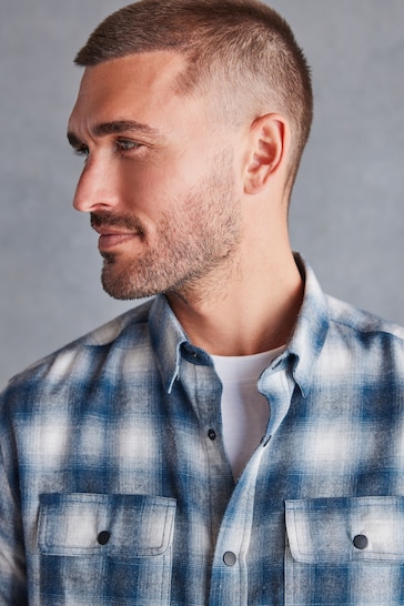 Grey/White Signature Brushed Flannel Check Shirt
