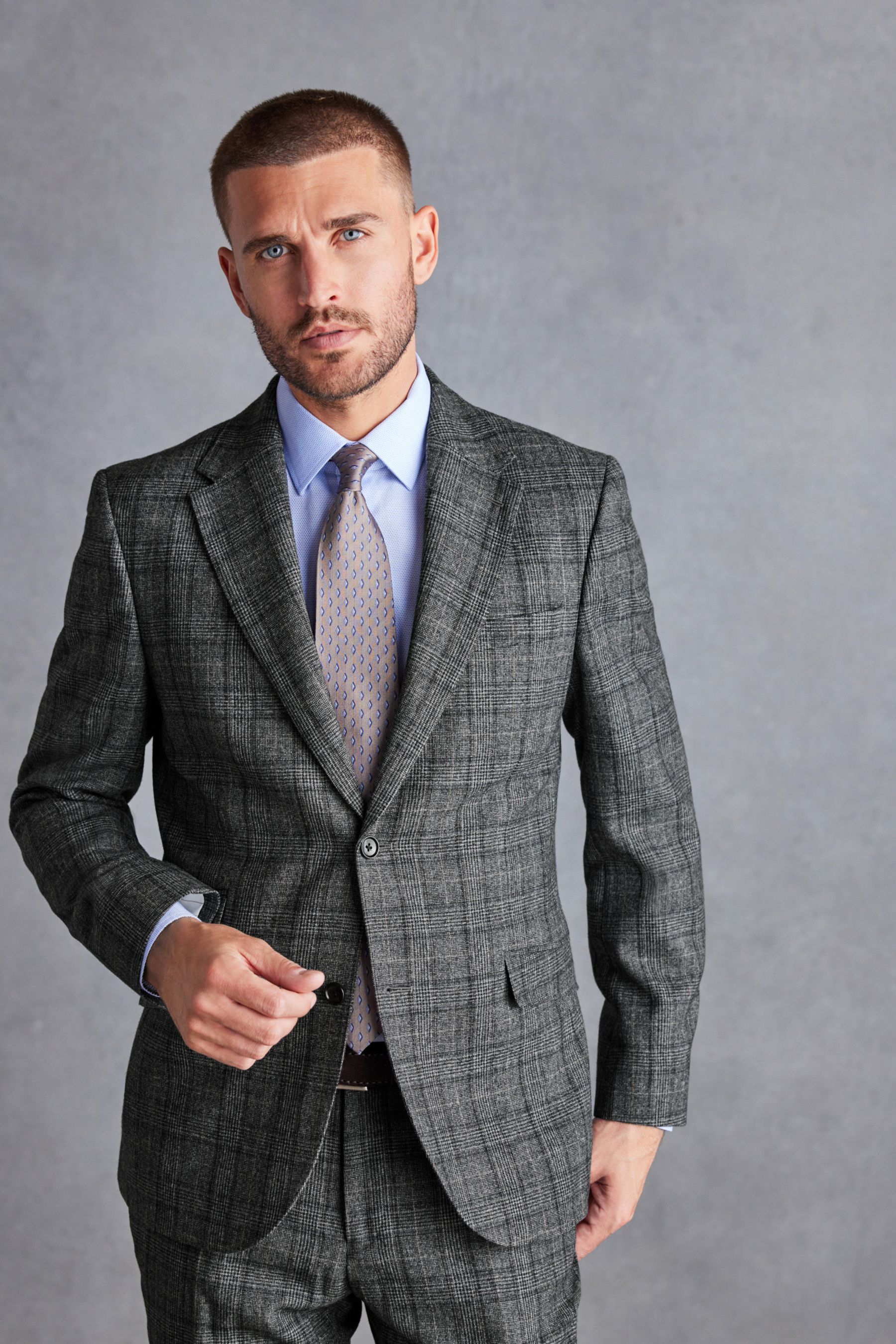 Grey Slim Fit Signature Check Suit Jacket