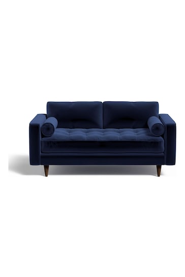 MADE.COM Matt Velvet Navy Blue Scott 2 Seater Sofa