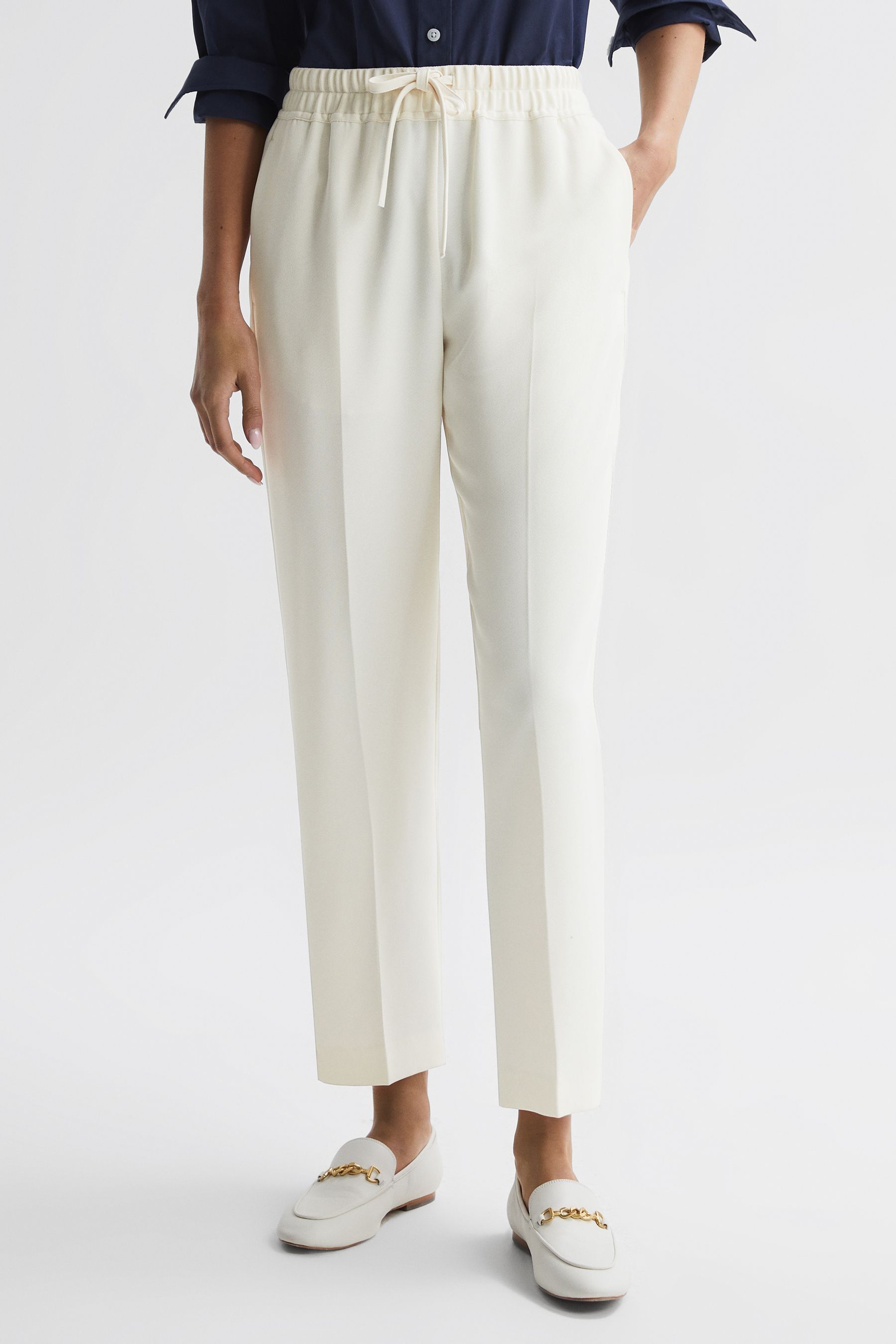 Buy Reiss Cream Hailey Petite Tapered Pull On Trousers from the Next UK ...