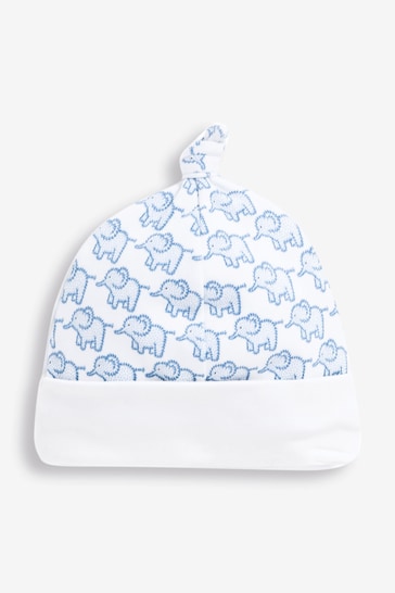 JoJo Maman Bébé Blue Little Elephant Cotton Baby Hat