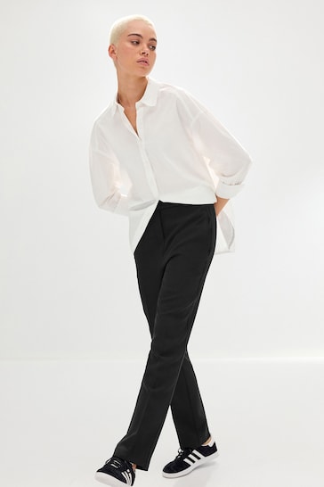 Buy Black Tailored Elastic Back Straight Leg Trousers from the Next UK ...