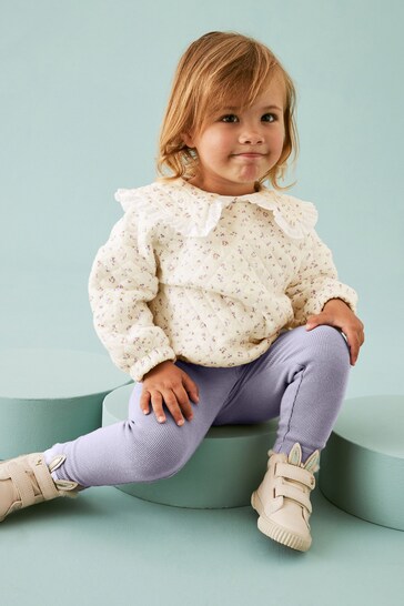 Lilac Purple Quilted Collared Sweatshirt and Leggings Set (3mths-7yrs)