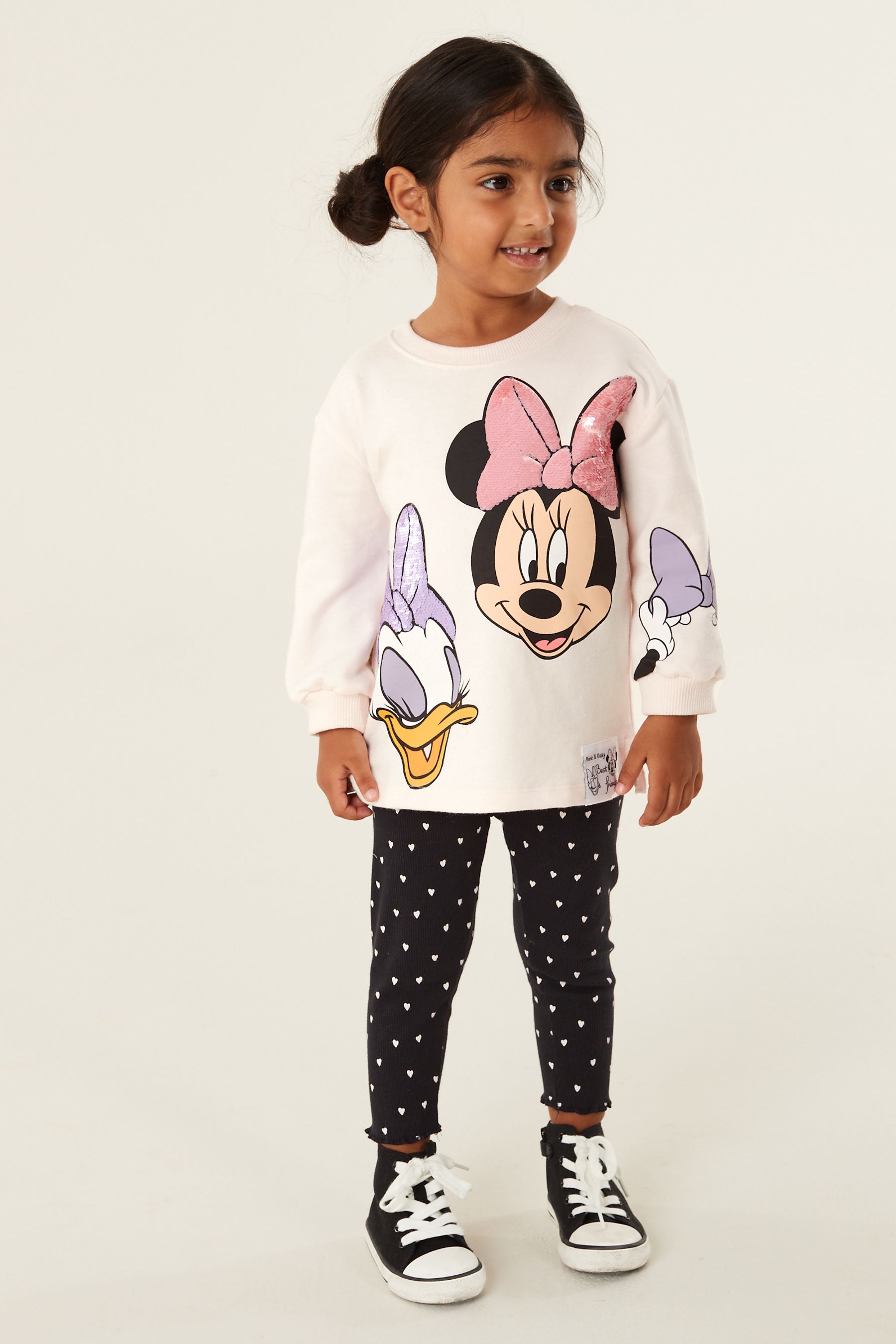 Buy Black/White Disney Minnie & Daisie Duck Top & Leggings Set (3mths ...
