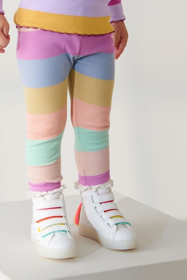 Buy Rainbow Stripe Rib Jersey Leggings (3mths-7yrs) from the Next