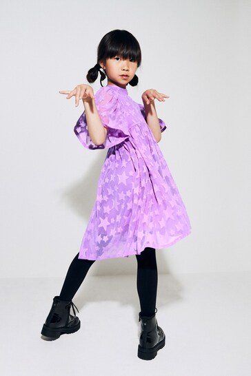 Bright Purple Star Jacquard Party Maxi Dress (3-16yrs)