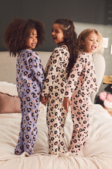Pink/Blue/Cream Animal Print Jogger Pyjamas 3 Pack (3-16yrs)