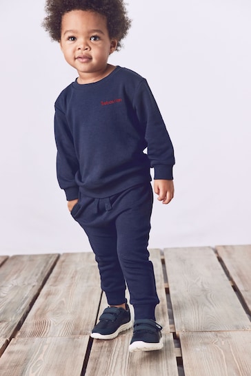 Navy Blue Personalised Jersey Sweatshirt and Joggers Set (3mths-7yrs)