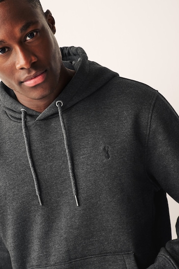 Charcoal Grey Regular Fit Jersey Cotton Rich Overhead Hoodie
