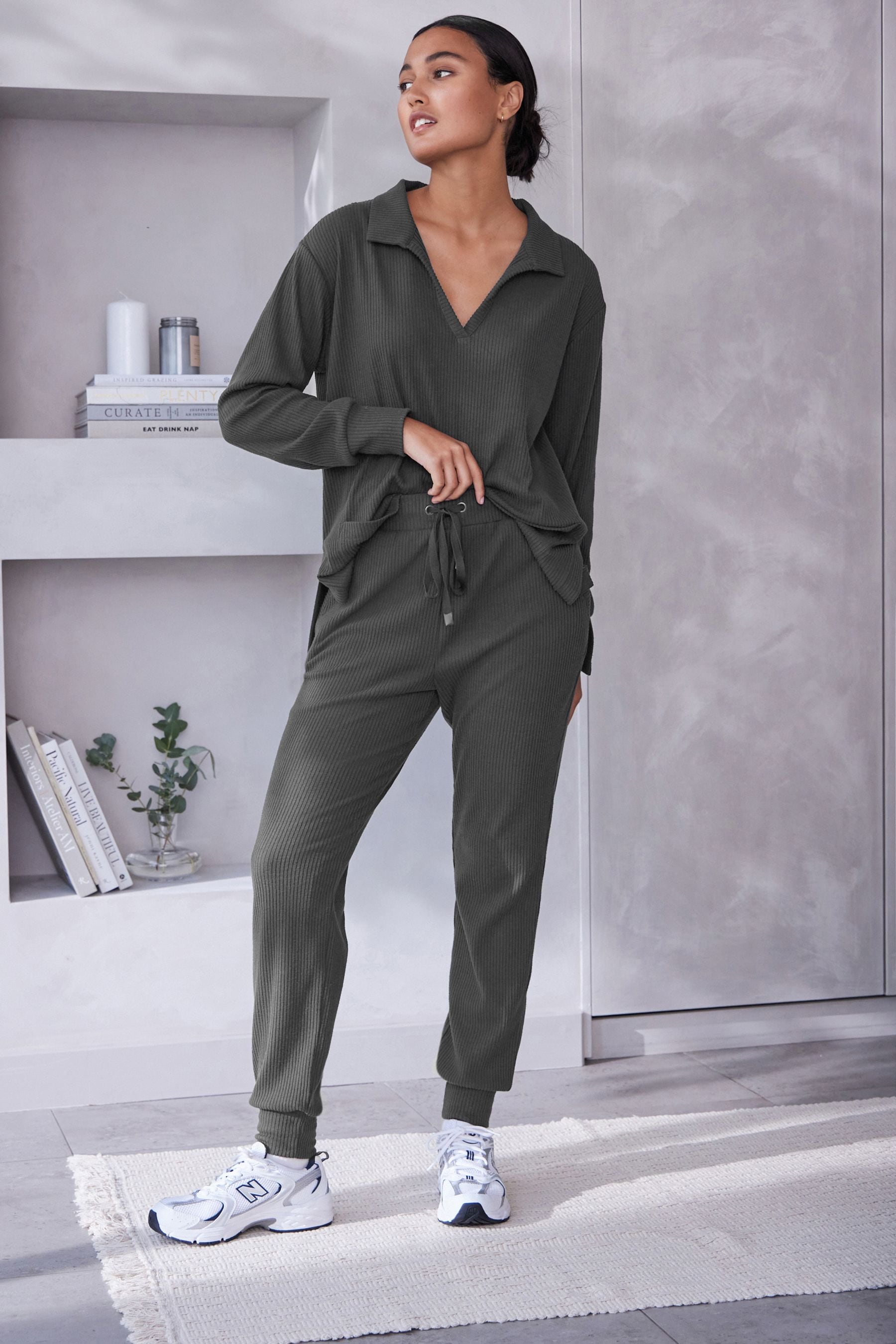 Buy Charcoal Grey Ribbed Joggers from the Next UK online shop