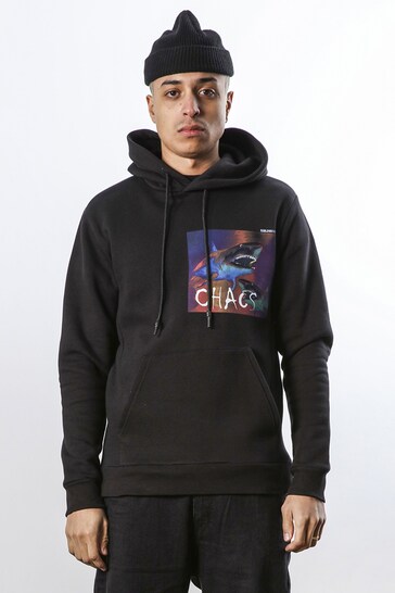 Religion Black Relaxed Fit Graphic Hoodie In Soft Brushed Back Sweat