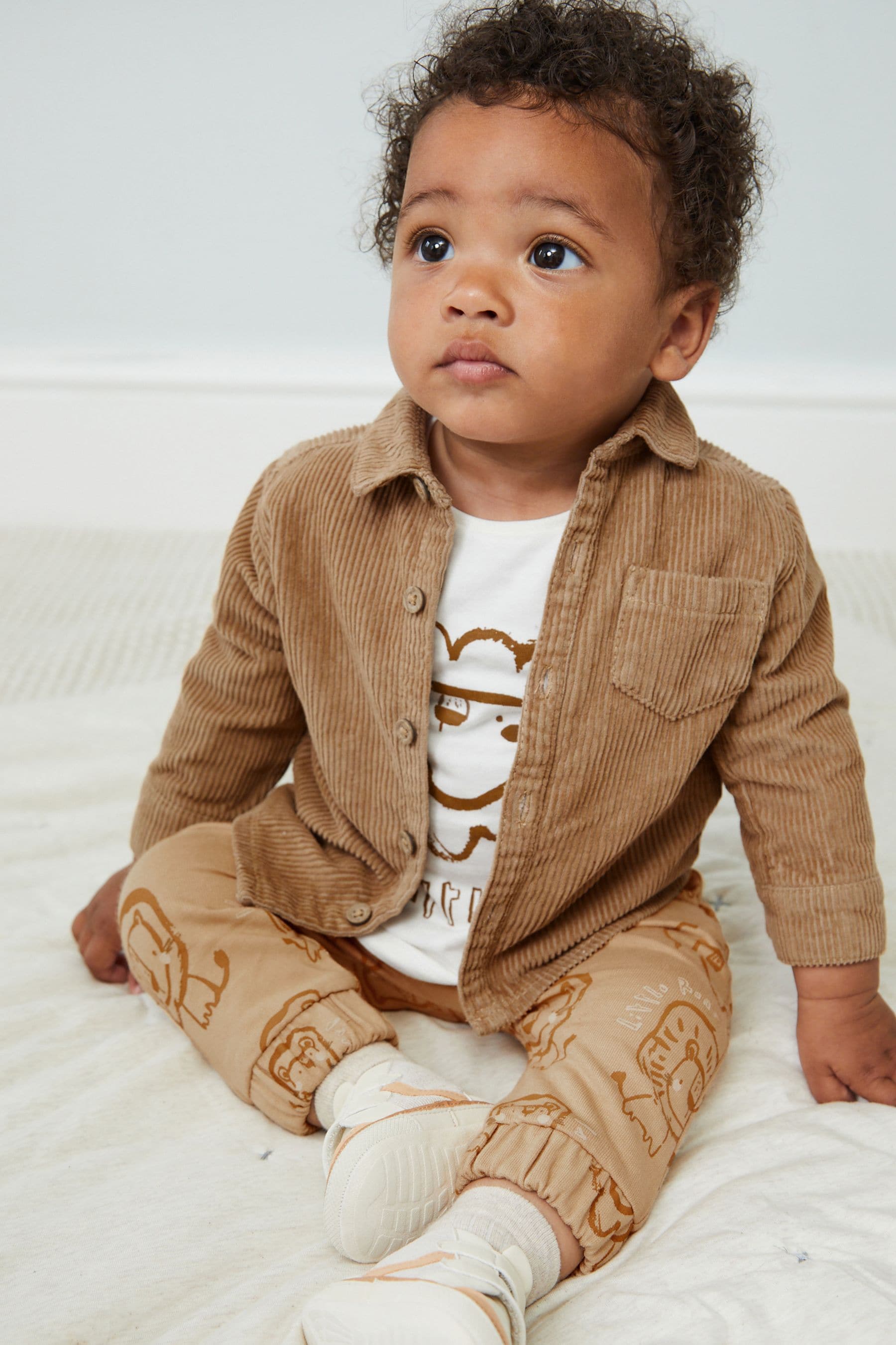 Buy Rust Brown Shirt Jacket T Shirt and Joggers Baby 3 Piece Set