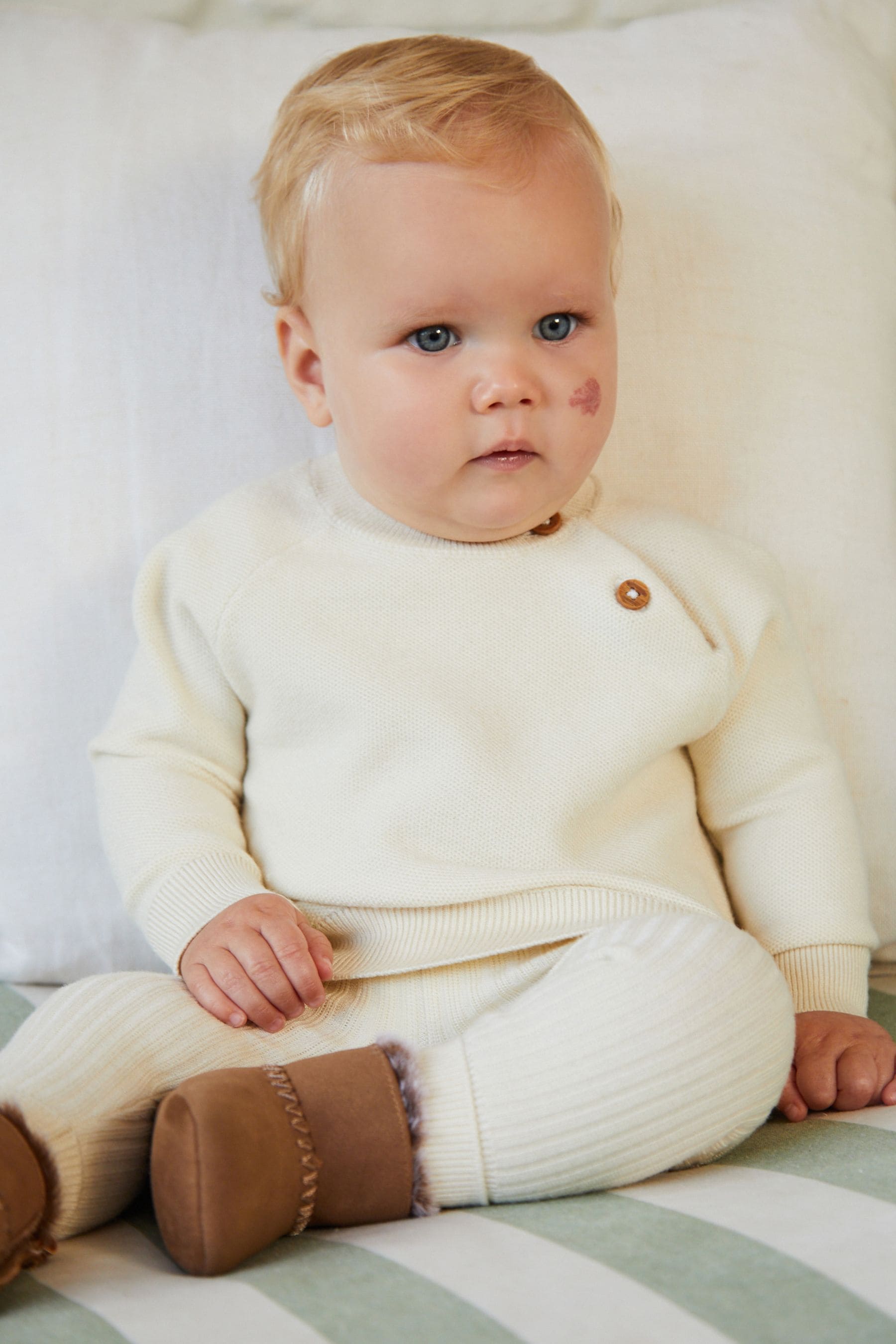 Cream Baby Knitted Jumper Leggings 2 Piece Set 0mths 2yrs