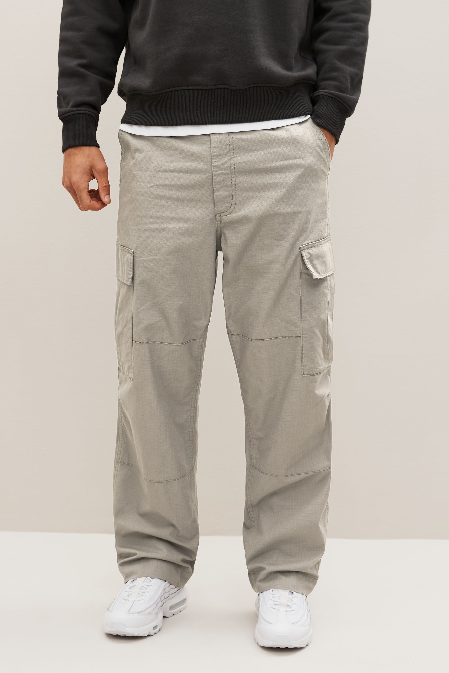 Buy Light Grey Relaxed Fit Ripstop Cargo Trousers from the Next UK
