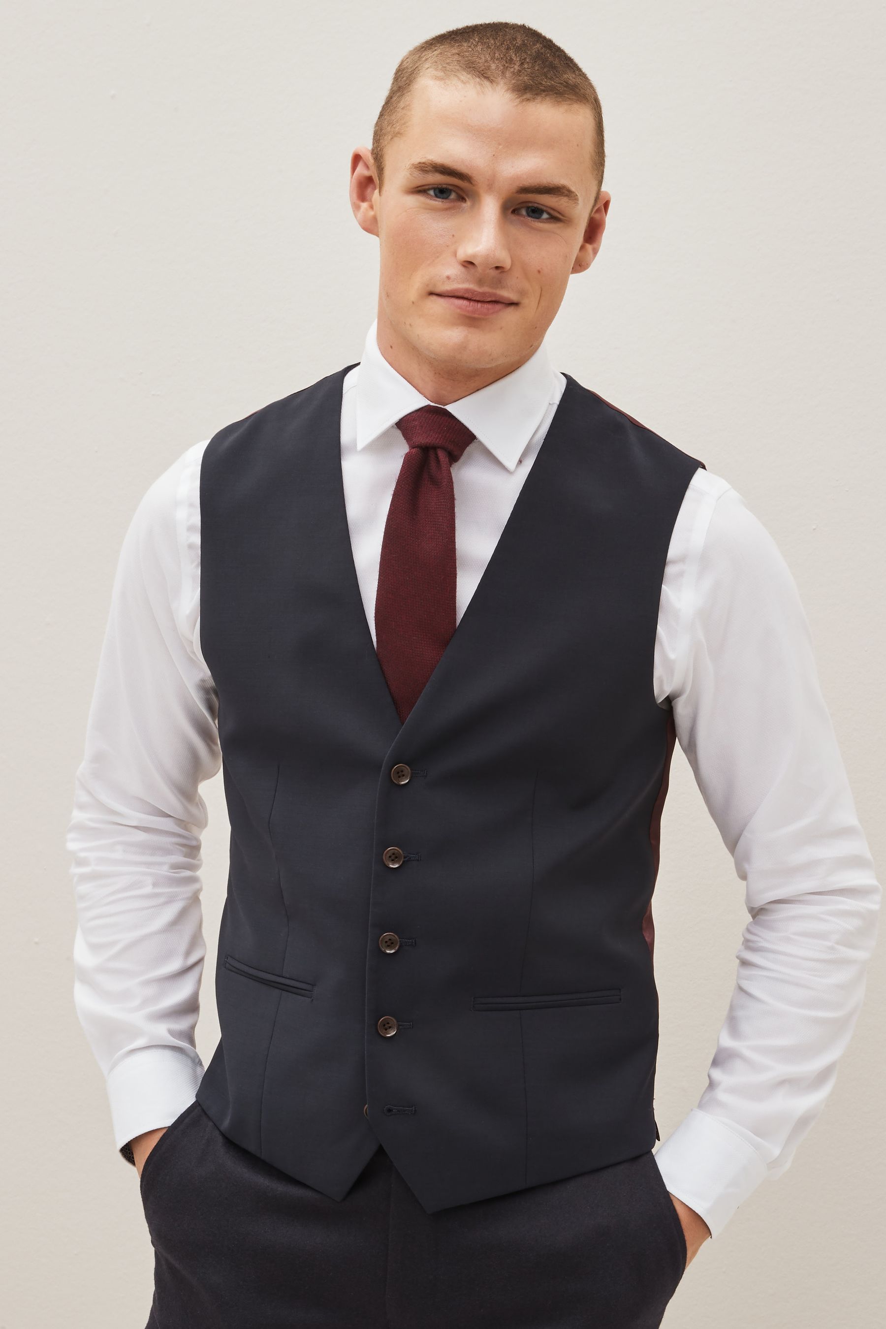 Waistcoat with cheap navy blue suit