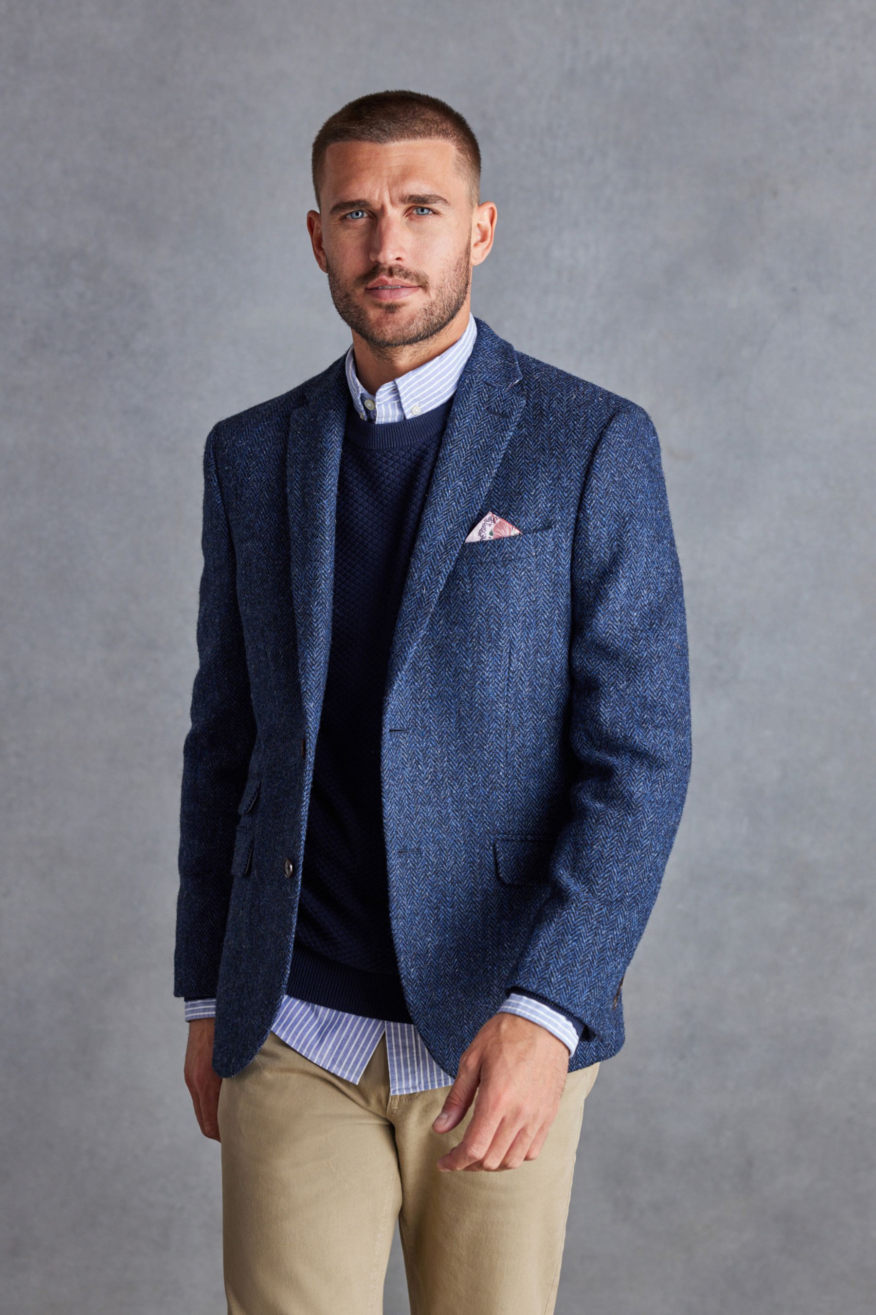 Buy Blue Signature Harris Tweed British Wool Blazer from the Next