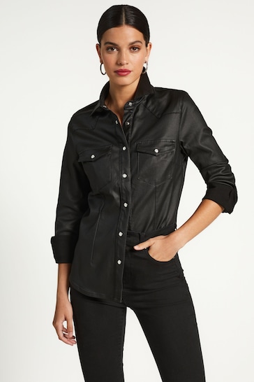 Black Fitted Coated Shirt