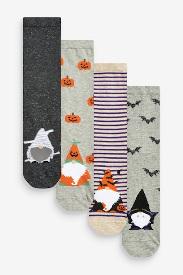 Grey Gonk Halloween Ankle Socks 4 Pack