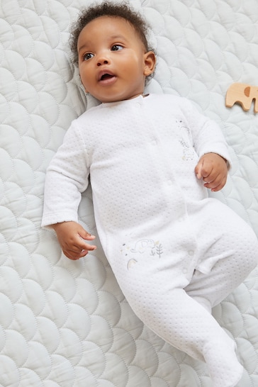 White Velour Baby Sleepsuit (0mths-2yrs)
