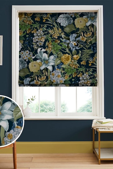 Graham & Brown Blue Glasshouse Flora Made to Measure Roman Blinds