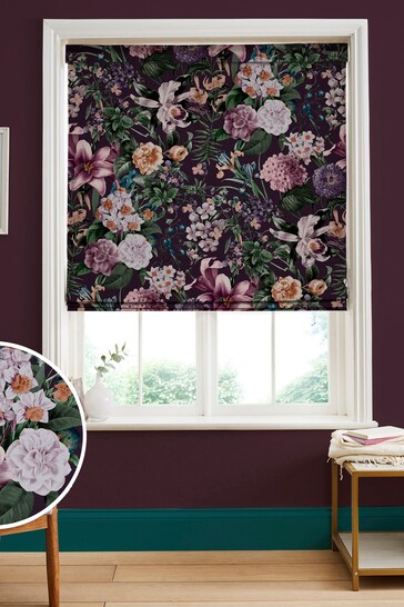Graham & Brown Amethyst Purple Glasshouse Flora Made to Measure Roman Blinds