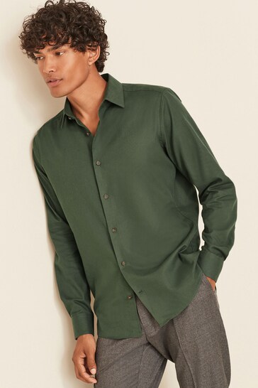 Green Slim Fit Trimmed Shirt