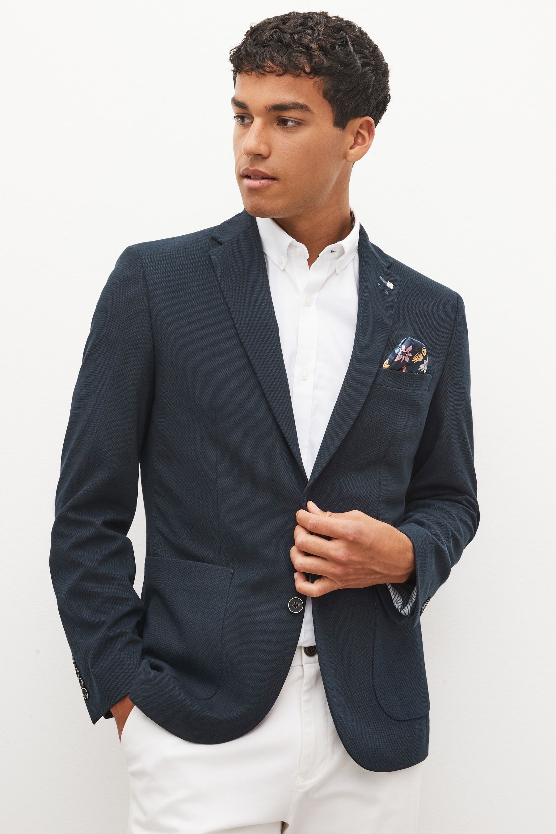 Buy Navy Blue Slim Fit Motionflex Stretch Jersey Blazer from the Next ...