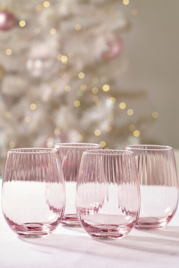 Pink Sienna Tumbler Glasses Set of 4 Short Tumbler Glasses
