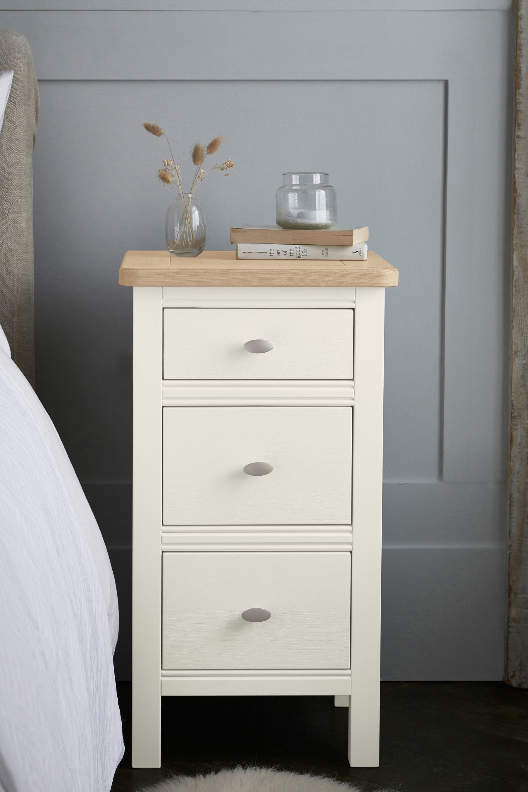 White hampton shop bedside table