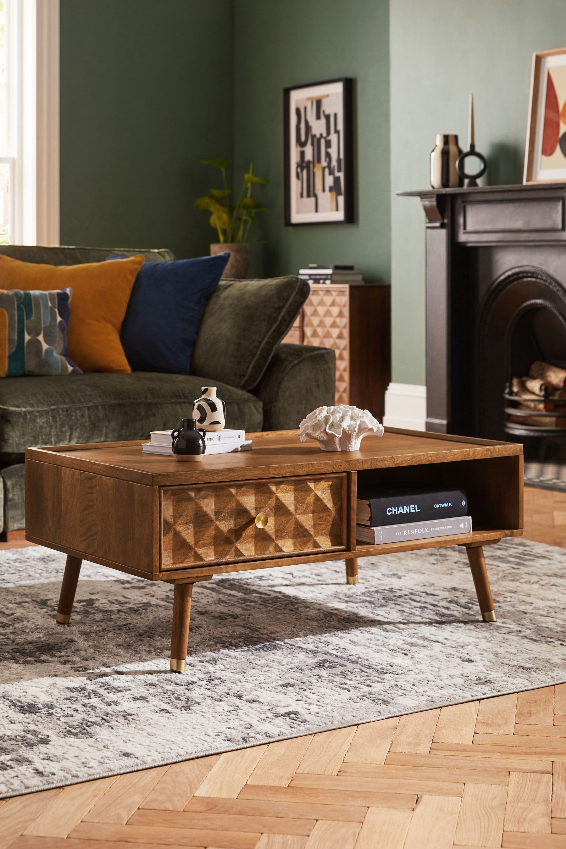 Mid century modern storage coffee sale table