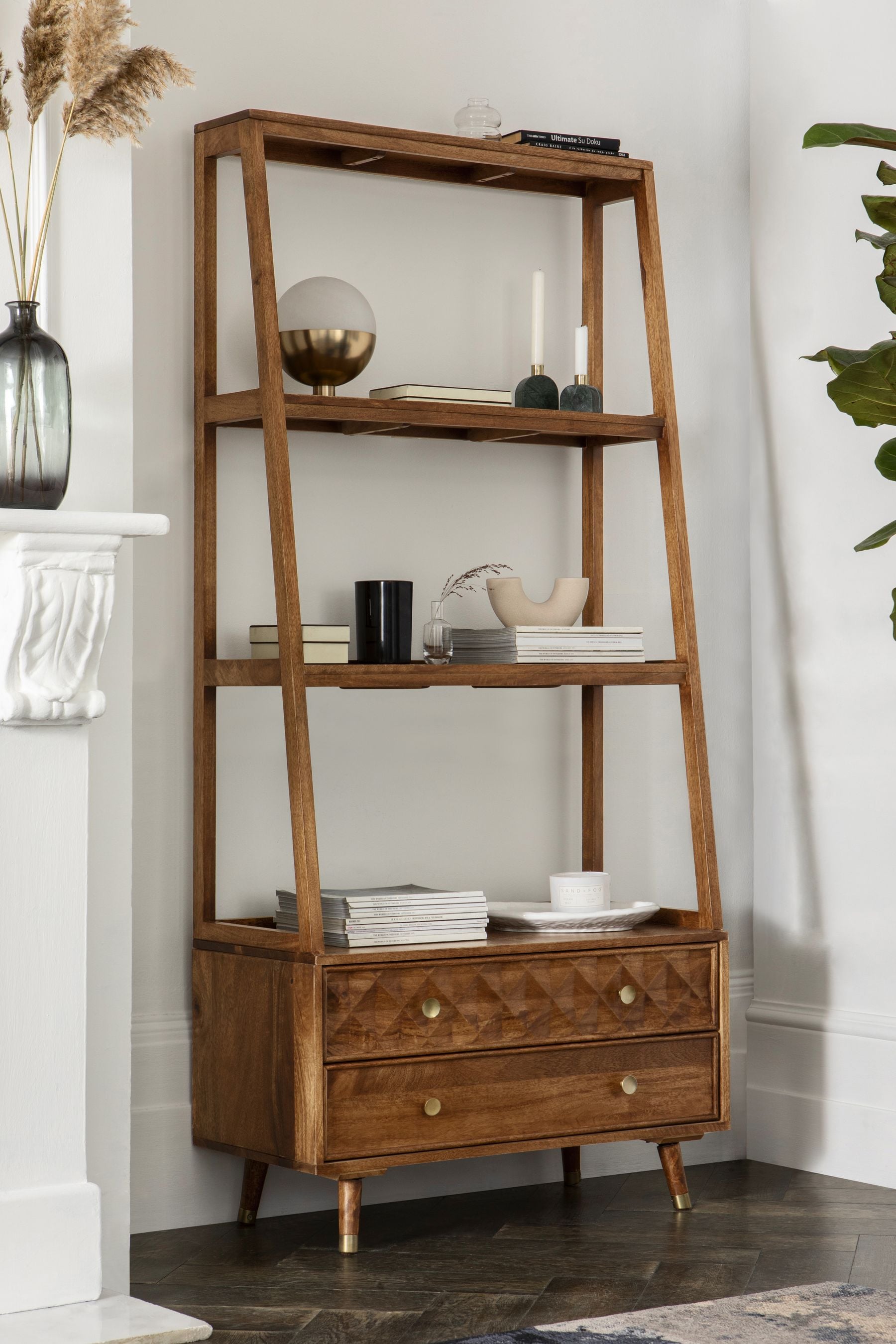 Buy Dark Lloyd Mango Wood Storage Ladder Shelf from the Next UK