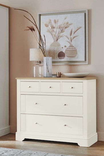 Chalk White Hampton Painted Oak Collection Luxe Wide Chest of Drawers