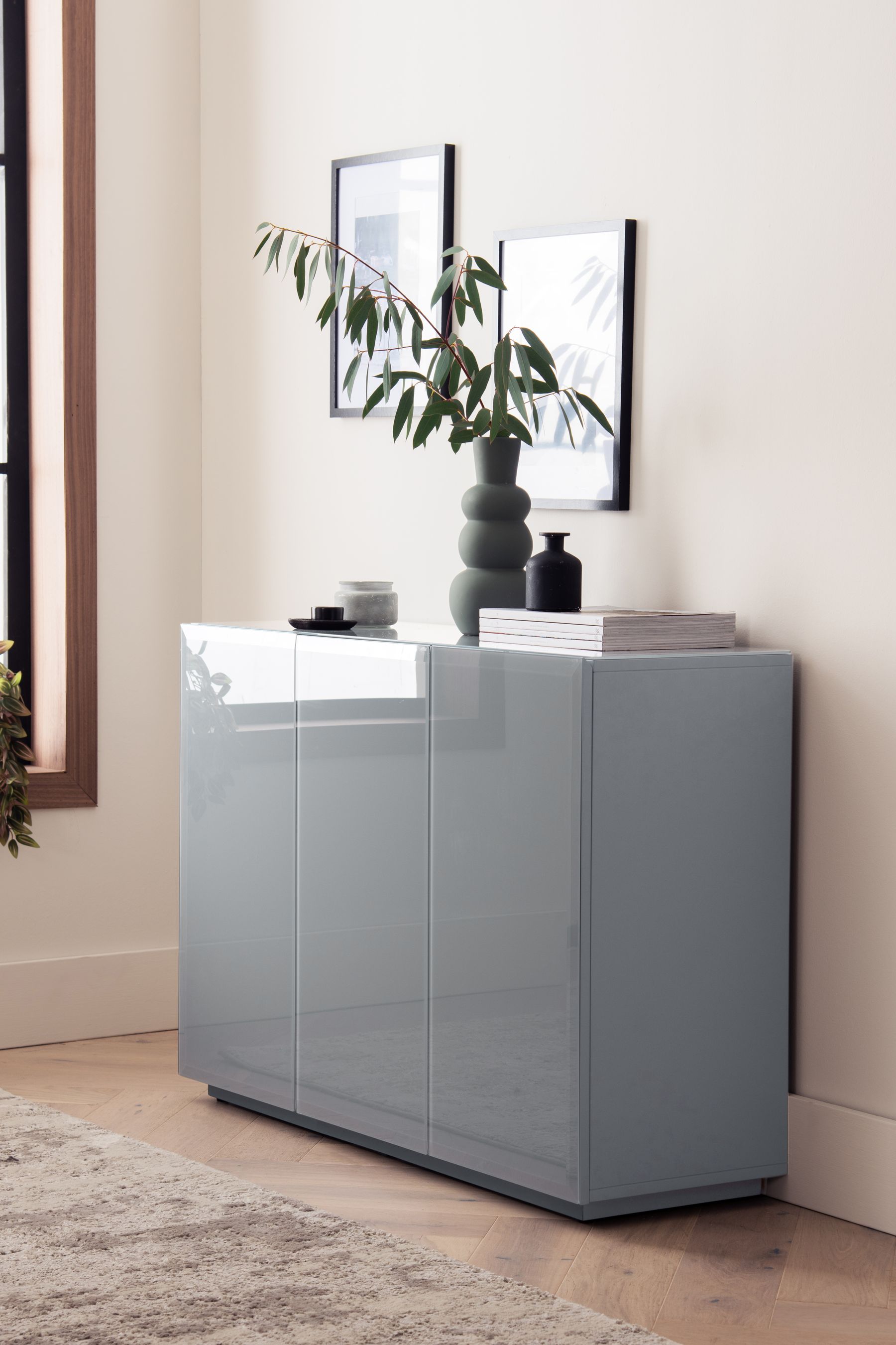 Buy Grey Sloane Glass Collection Luxe Space Saving Large Sideboard